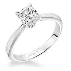 ArtCarved Bridal Artcarved Bridal Semi-Mounted With Side Stones Classic Solitaire Engagement Ring Paige 14K White Gold