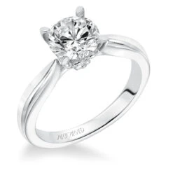 ArtCarved Bridal Artcarved Bridal Semi-Mounted With Side Stones Classic Solitaire Engagement Ring Nelly 14K White Gold