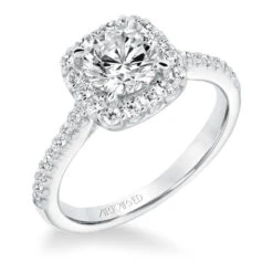 ArtCarved Bridal Artcarved Bridal Mounted With CZ Center Classic Halo Engagement Ring Liv 14K White Gold