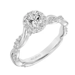 ArtCarved Bridal Artcarved Bridal Mounted Mined Live Center Contemporary One Love Halo Engagement Ring Kinsley 14K White Gold