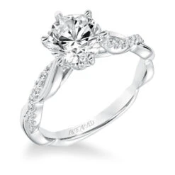 ArtCarved Bridal Artcarved Bridal Mounted With CZ Center Contemporary Twist Engagement Ring Marnie 14K White Gold