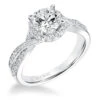 ArtCarved Bridal Artcarved Bridal Mounted With CZ Center Contemporary Twist Halo Engagement Ring Eliana 14K White Gold