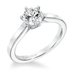 ArtCarved Bridal Artcarved Bridal Mounted With CZ Center Classic Solitaire Engagement Ring Jesse 14K White Gold