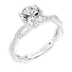 ArtCarved Bridal Artcarved Bridal Mounted With CZ Center Contemporary Twist Diamond Engagement Ring Rhea 14K White Gold