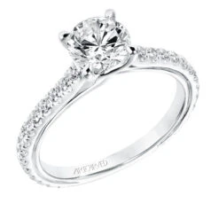 ArtCarved Bridal Artcarved Bridal Semi-Mounted With Side Stones Contemporary Twist Engagement Ring Carmen 14K White Gold