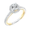 ArtCarved Bridal Artcarved Bridal Semi-Mounted With Side Stones Contemporary Twist Diamond Engagement Ring Quinn 14K White Gold Primary & 14K Yellow Gold