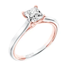 ArtCarved Bridal Artcarved Bridal Unmounted No Stones Contemporary Twist Solitaire Engagement Ring Tayla 14K White Gold Primary & 14K Rose Gold