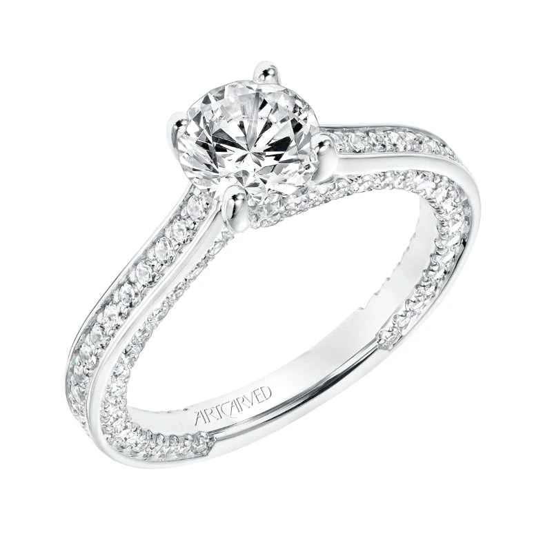 ArtCarved Bridal Artcarved Bridal Mounted With CZ Center Contemporary Twist Diamond Engagement Ring Juno 14K White Gold