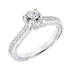 ArtCarved Bridal Artcarved Bridal Semi-Mounted With Side Stones Contemporary Twist Diamond Engagement Ring Juno 14K White Gold