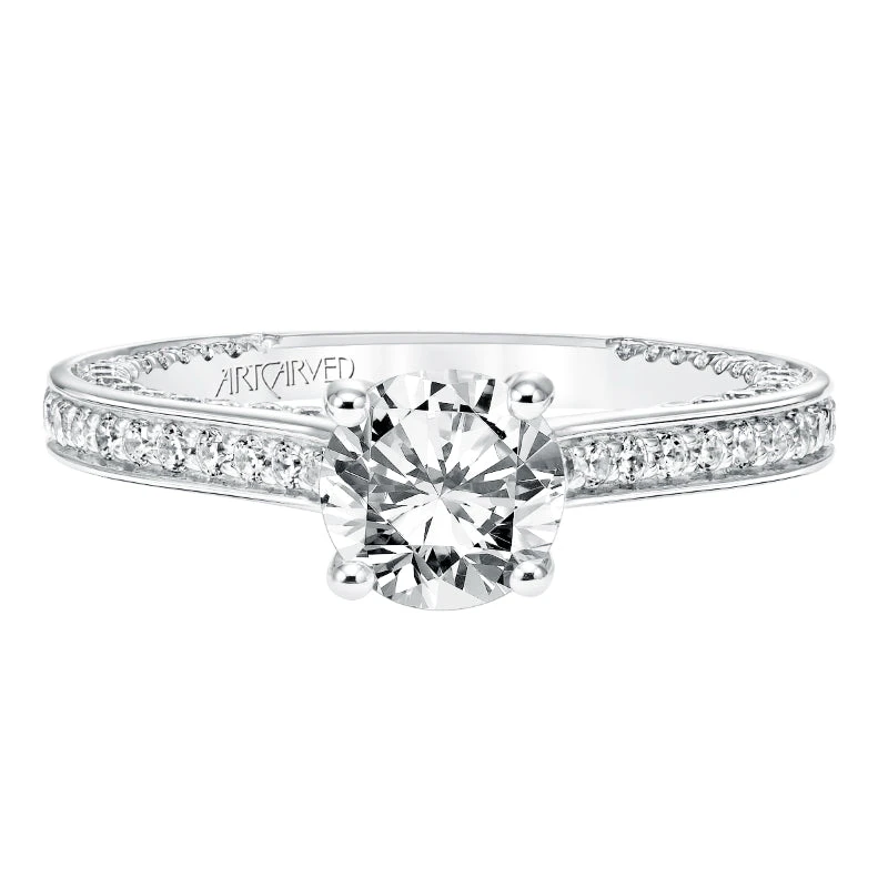 ArtCarved Bridal Artcarved Bridal Mounted With CZ Center Contemporary Twist Diamond Engagement Ring Juno 14K White Gold - Image 2
