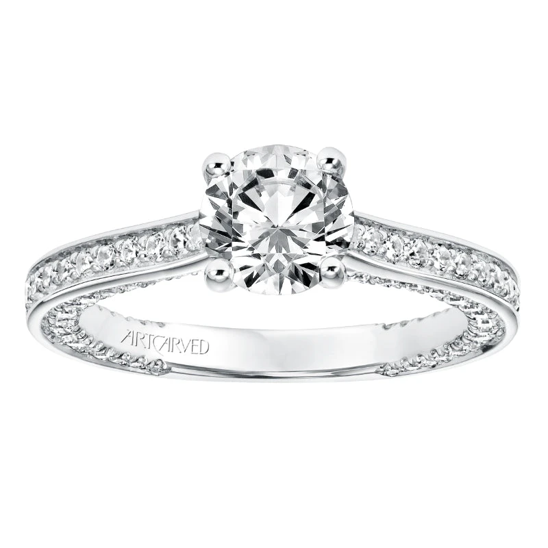 ArtCarved Bridal Artcarved Bridal Mounted With CZ Center Contemporary Twist Diamond Engagement Ring Juno 14K White Gold - Image 4