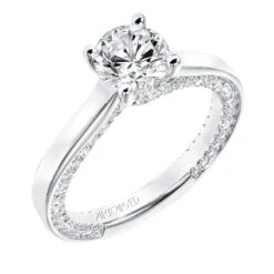 ArtCarved Bridal Artcarved Bridal Semi-Mounted With Side Stones Contemporary Twist Diamond Engagement Ring Astara 14K White Gold