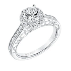 ArtCarved Bridal Artcarved Bridal Mounted With CZ Center Vintage Heritage Engagement Ring Indra 14K White Gold