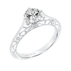 ArtCarved Bridal Artcarved Bridal Unmounted No Stones Vintage Filigree Solitaire Engagement Ring Laurette 14K White Gold
