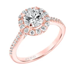 ArtCarved Bridal Artcarved Bridal Mounted With CZ Center Classic Halo Engagement Ring Judith 14K Rose Gold