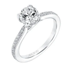 ArtCarved Bridal Artcarved Bridal Semi-Mounted With Side Stones Classic Diamond Engagement Ring Zelda 14K White Gold
