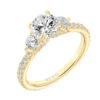 ArtCarved Bridal Artcarved Bridal Mounted With CZ Center Classic Diamond 3-Stone Engagement Ring Claudia 14K Yellow Gold