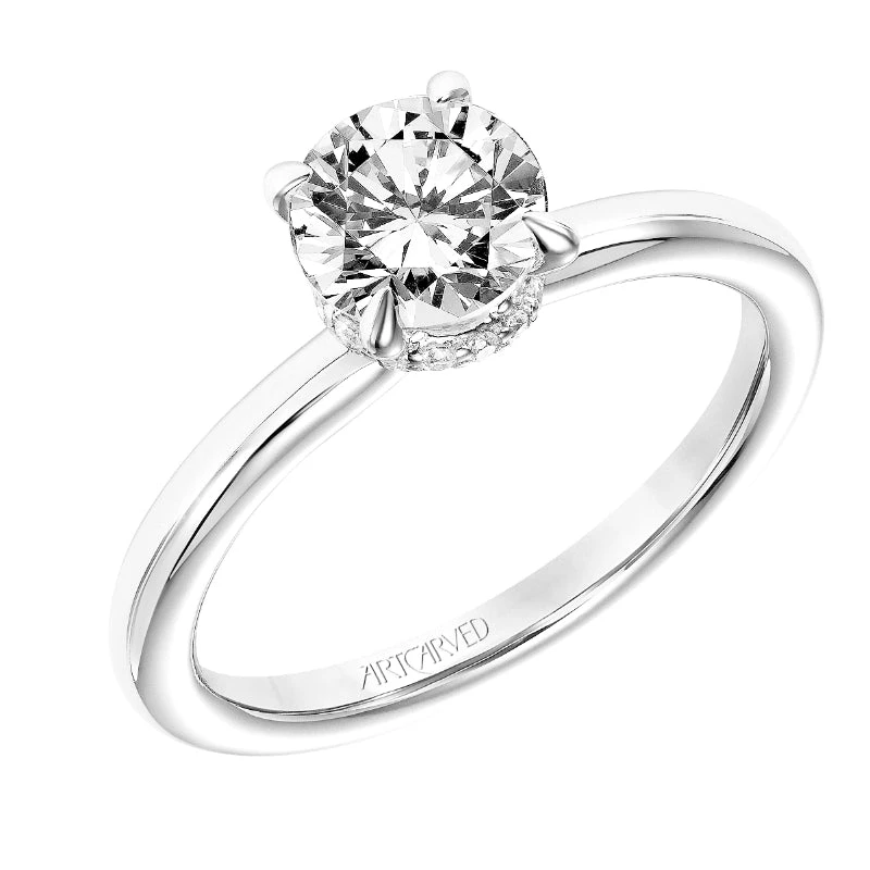 ArtCarved Bridal Artcarved Bridal Semi-Mounted With Side Stones Classic Solitaire Engagement Ring Erin 14K White Gold