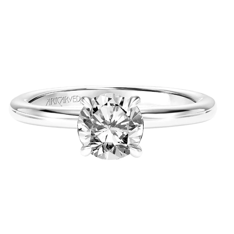 ArtCarved Bridal Artcarved Bridal Mounted With CZ Center Classic Solitaire Engagement Ring Erin 14K White Gold - Image 2