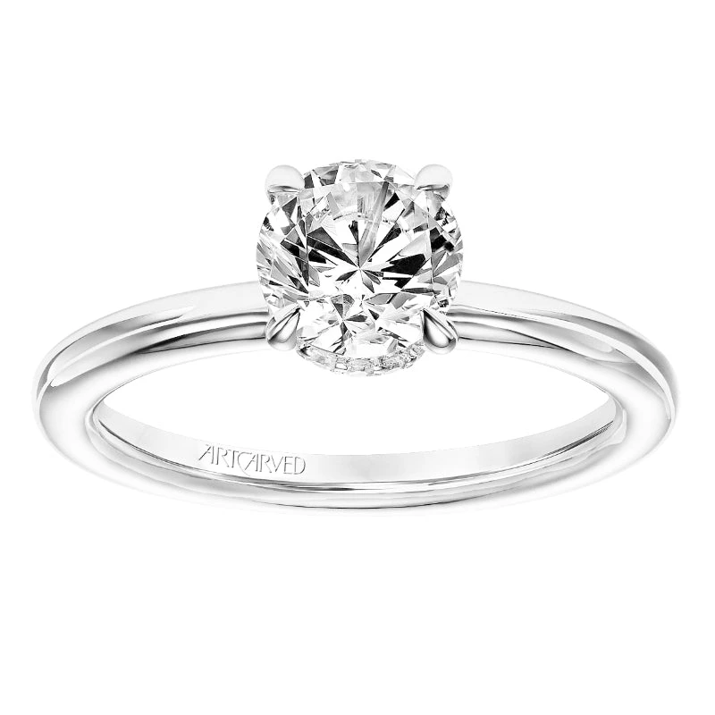 ArtCarved Bridal Artcarved Bridal Semi-Mounted With Side Stones Classic Solitaire Engagement Ring Erin 14K White Gold - Image 4