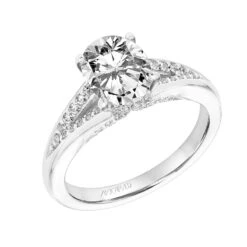 ArtCarved Bridal Artcarved Bridal Semi-Mounted With Side Stones Classic Diamond Engagement Ring Amity 14K White Gold