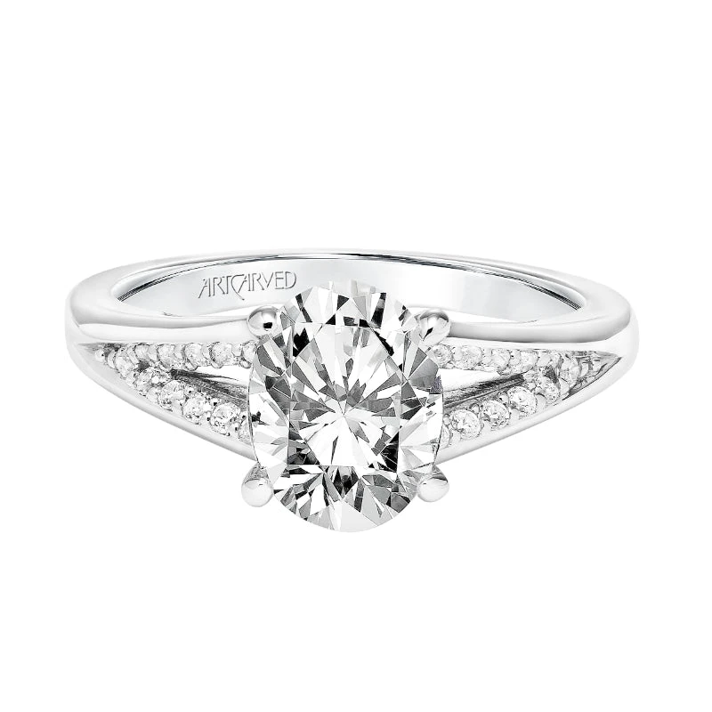 ArtCarved Bridal Artcarved Bridal Mounted With CZ Center Classic Diamond Engagement Ring Amity 14K White Gold - Image 2