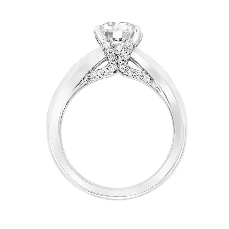 ArtCarved Bridal Artcarved Bridal Mounted With CZ Center Classic Diamond Engagement Ring Amity 14K White Gold - Image 3