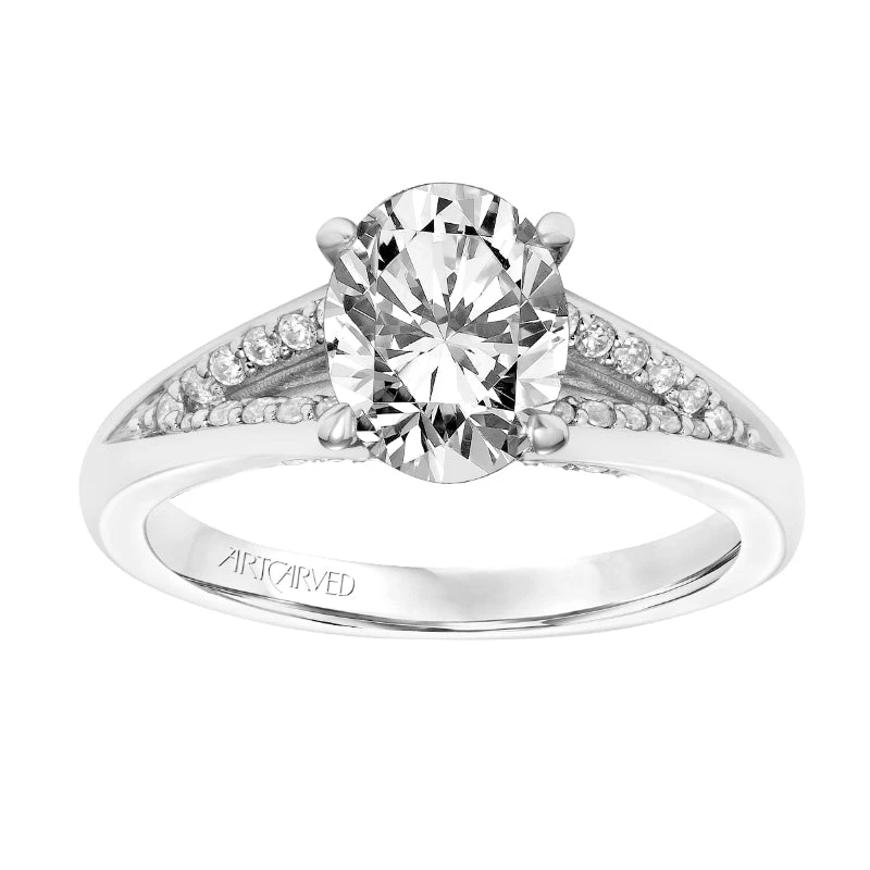 ArtCarved Bridal Artcarved Bridal Mounted With CZ Center Classic Diamond Engagement Ring Amity 14K White Gold - Image 4