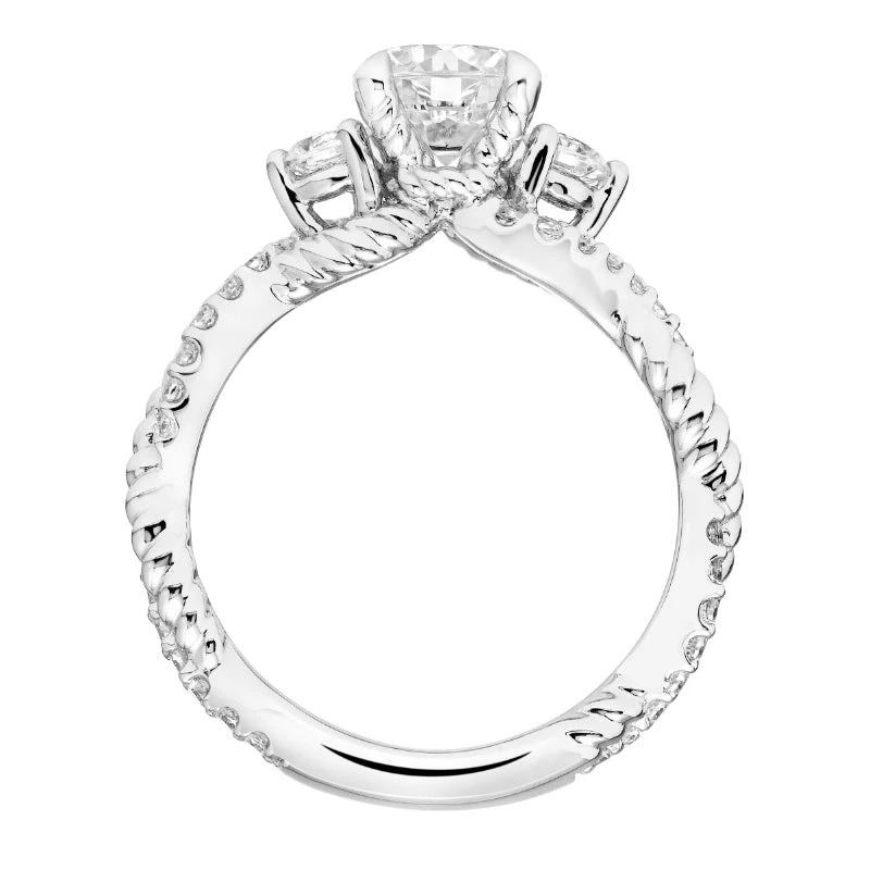 ArtCarved Bridal Artcarved Bridal Mounted With CZ Center Contemporary Twist 3-Stone Engagement Ring Danica 14K White Gold - Image 3