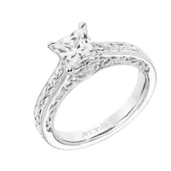 ArtCarved Bridal Artcarved Bridal Mounted With CZ Center Vintage Filigree Diamond Engagement Ring Marion 18K White Gold