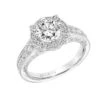 ArtCarved Bridal Artcarved Bridal Semi-Mounted With Side Stones Vintage Filigree Halo Engagement Ring Liviana 14K White Gold