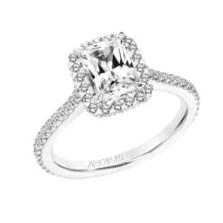 ArtCarved Bridal Artcarved Bridal Mounted With CZ Center Classic Halo Engagement Ring Clarissa 14K White Gold