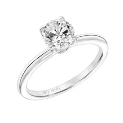 ArtCarved Bridal Artcarved Bridal Semi-Mounted With Side Stones Classic Solitaire Engagement Ring Kit 18K White Gold