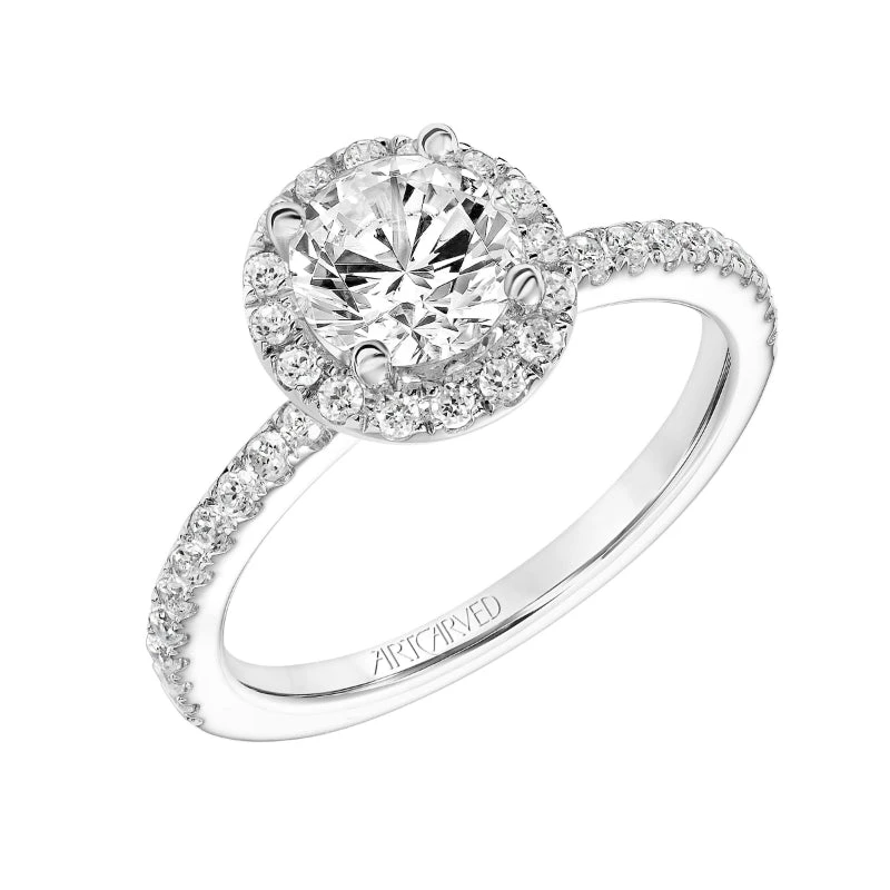 ArtCarved Bridal Artcarved Bridal Mounted With CZ Center Classic Halo Engagement Ring Ileana 14K White Gold