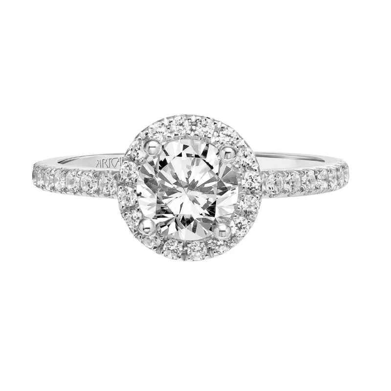 ArtCarved Bridal Artcarved Bridal Mounted With CZ Center Classic Halo Engagement Ring Ileana 14K White Gold - Image 2