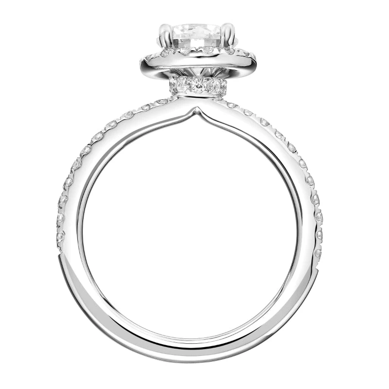 ArtCarved Bridal Artcarved Bridal Mounted With CZ Center Classic Halo Engagement Ring Ileana 14K White Gold - Image 3