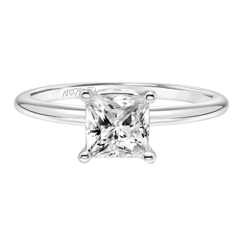 ArtCarved Bridal Artcarved Bridal Semi-Mounted With Side Stones Classic Solitaire Engagement Ring Sloane 14K White Gold - Image 2