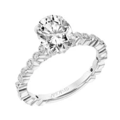 ArtCarved Bridal Artcarved Bridal Mounted With CZ Center Vintage Vintage Engagement Ring Louisa 14K White Gold