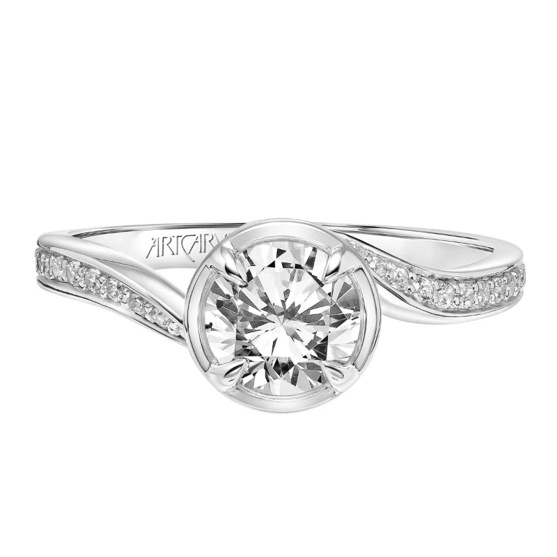 ArtCarved Bridal Artcarved Bridal Mounted With CZ Center Contemporary Bezel Diamond Engagement Ring Tinsley 14K White Gold - Image 2