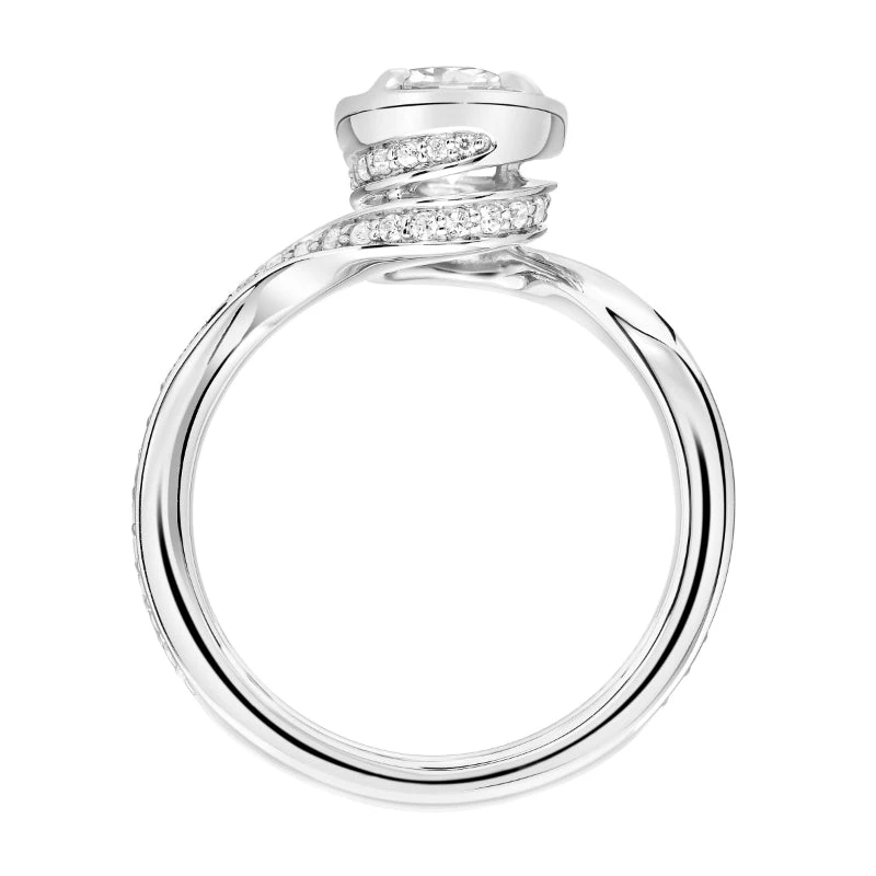 ArtCarved Bridal Artcarved Bridal Mounted With CZ Center Contemporary Bezel Diamond Engagement Ring Tinsley 14K White Gold - Image 3