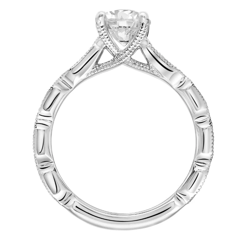 ArtCarved Bridal Artcarved Bridal Mounted With CZ Center Vintage Vintage Engagement Ring Cressida 14K White Gold - Image 3