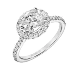 ArtCarved Bridal Artcarved Bridal Semi-Mounted With Side Stones Classic Halo Engagement Ring Paige 18K White Gold