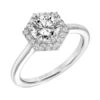 ArtCarved Bridal Artcarved Bridal Semi-Mounted With Side Stones Classic Halo Engagement Ring Maya 14K White Gold