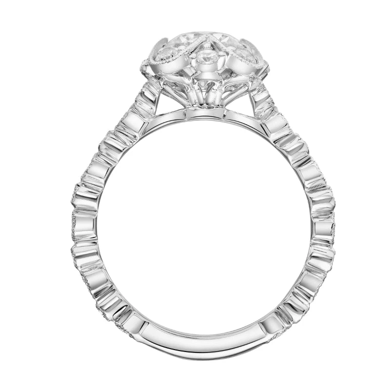 ArtCarved Bridal Artcarved Bridal Mounted With CZ Center Vintage Milgrain Engagement Ring Annette 14K White Gold - Image 3