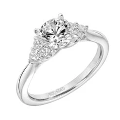 ArtCarved Bridal Artcarved Bridal Semi-Mounted With Side Stones Classic 3-Stone Engagement Ring Maryann 18K White Gold