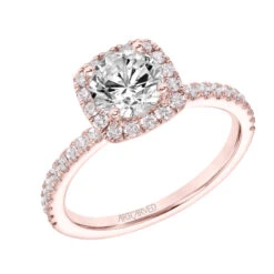 ArtCarved Bridal Artcarved Bridal Mounted With CZ Center Classic Halo Engagement Ring Molly 18K Rose Gold