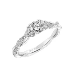 ArtCarved Bridal Artcarved Bridal Mounted Mined Live Center Contemporary One Love Engagement Ring Dani 14K White Gold
