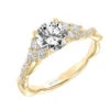 ArtCarved Bridal Artcarved Bridal Semi-Mounted With Side Stones Contemporary 3-Stone Engagement Ring 18K Yellow Gold