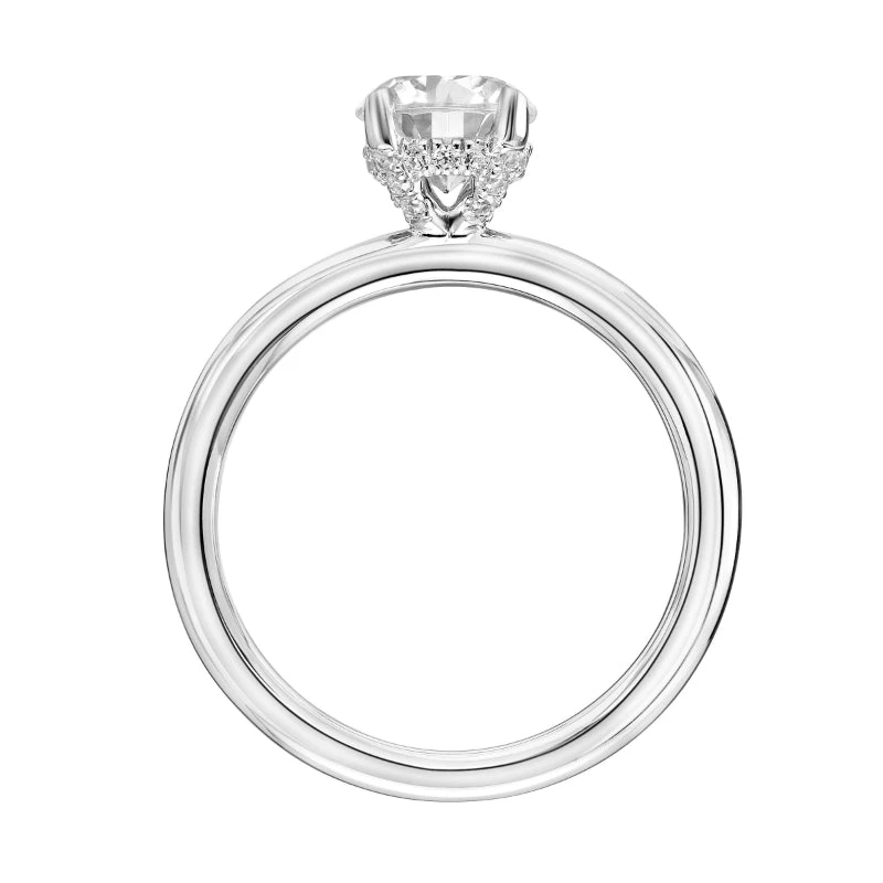 ArtCarved Bridal Artcarved Bridal Semi-Mounted With Side Stones Classic Solitaire Engagement Ring Elyse 18K White Gold - Image 3