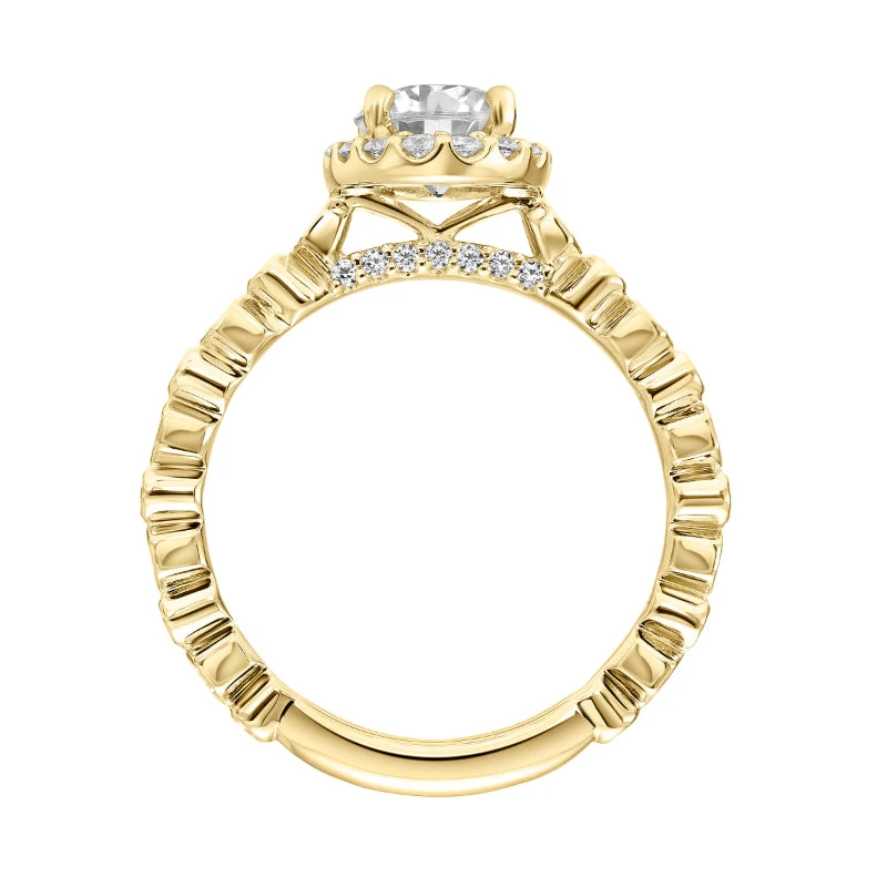 ArtCarved Bridal Artcarved Bridal Semi-Mounted With Side Stones Contemporary Halo Engagement Ring Paley 18K Yellow Gold - Image 3